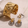 Wholesale Light Luxury Niche Women's Titanium Non Fading Stainless Steel Jewelry Set With Electroplating Earrings Bracelet And Ring
