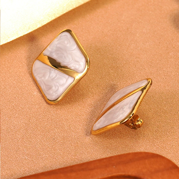 Wholesale Light Luxury Oil Dripping Geometric Square Stainless Steel Earrings For Women