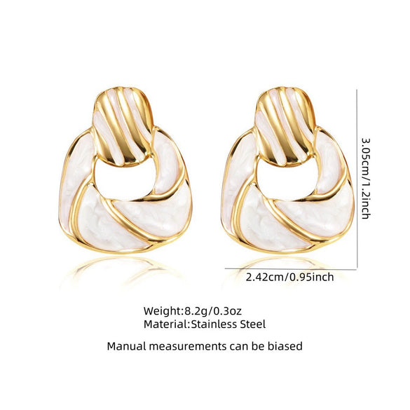 Wholesale Light Luxury Oil Dripping Geometric Stainless Steel Earrings For Women