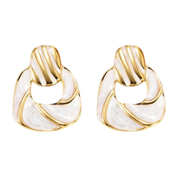 Wholesale Light Luxury Oil Dripping Geometric Stainless Steel Earrings For Women