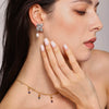 Wholesale Light Luxury Petal Tassel Freshwater Pearl Titanium Steel Flower Earrings For Women With Electroplating
