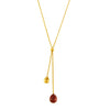 Wholesale Light Luxury Resin Tassel Pendant Stainless Steel 18K Gold Plated Long Necklace With Woolen Chain And Geometric Design