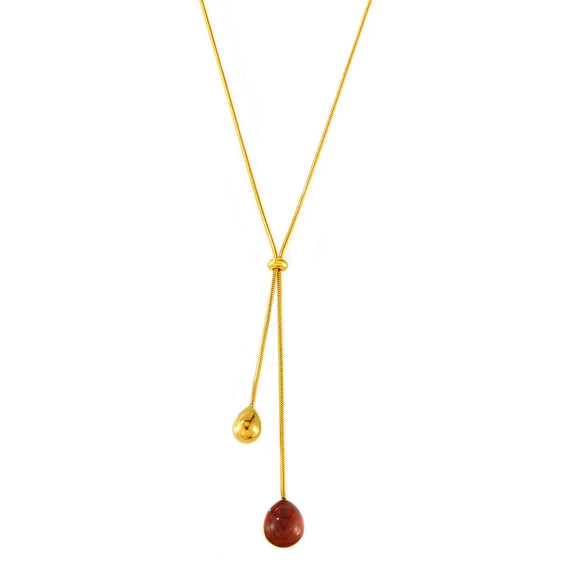 Wholesale Light Luxury Resin Tassel Pendant Stainless Steel 18K Gold Plated Long Necklace With Woolen Chain And Geometric Design