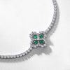 Wholesale Light Luxury Retro Fourleaf Clover Petal Bracelet S925 Silver Inlay Cultivation Emerald Geometric Design Women's