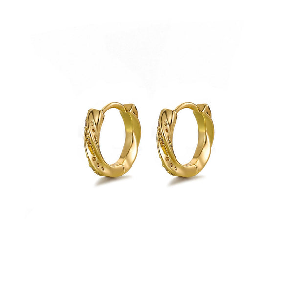 Wholesale Light Luxury Retro Ins Style Circle Plain Gold Electroplated Copper Zircon Earrings For Women