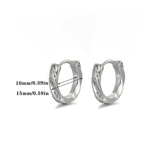 Wholesale Light Luxury Retro Ins Style Circle Plain Gold Electroplated Copper Zircon Earrings For Women