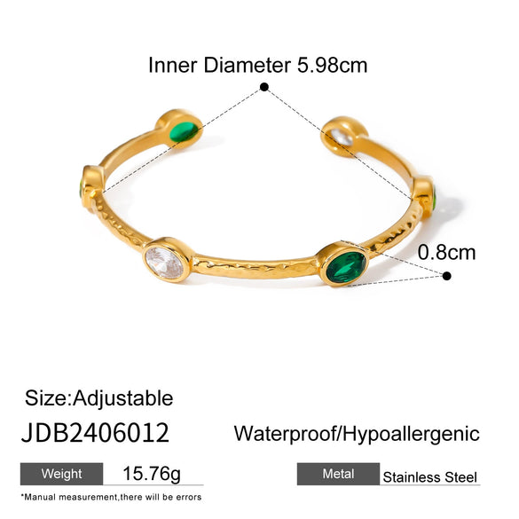Wholesale Light Luxury Retro Stainless Steel Zircon Bracelet With 18K Gold Unfading Electroplating