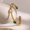 Wholesale Light Luxury Retro Stainless Steel Zircon Bracelet With 18K Gold Unfading Electroplating