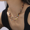 Wholesale Light Luxury Retro Style Natural Stone Abacus Beads Titanium Steel Handmade Electroplated Beaded Necklace For Women