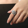 Wholesale Light Luxury Retro 316L Stainless Steel Gold Plated Open Ring Jewelry With Color Diamond And Geometric Pattern For Women