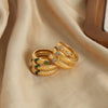 Wholesale Light Luxury Retro 316L Stainless Steel Gold Plated Open Ring Jewelry With Color Diamond And Geometric Pattern For Women