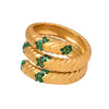 Wholesale Light Luxury Retro 316L Stainless Steel Gold Plated Open Ring Jewelry With Color Diamond And Geometric Pattern For Women