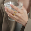Wholesale Light Luxury Retro Titanium Steel Ring With 18K Gold Plated And Inlaid Czech Diamond Geometric Pattern For Women