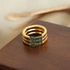 Wholesale Light Luxury Retro Titanium Steel Ring With 18K Gold Plated And Inlaid Czech Diamond Geometric Pattern For Women