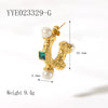 Wholesale Light Luxury Retro Women's Stainless Steel Earrings With 18K Gold Plated Vacuum Real Gold Electroplating In Pvd Furnace And Geometric Style