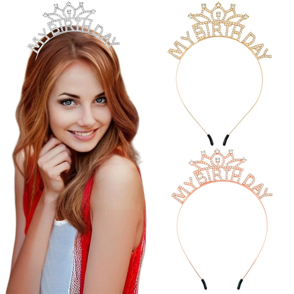 Wholesale Light Luxury Rhinestone Crown Headband Jewelry With Letters Numbers Text And Environmental Protection Electroplating