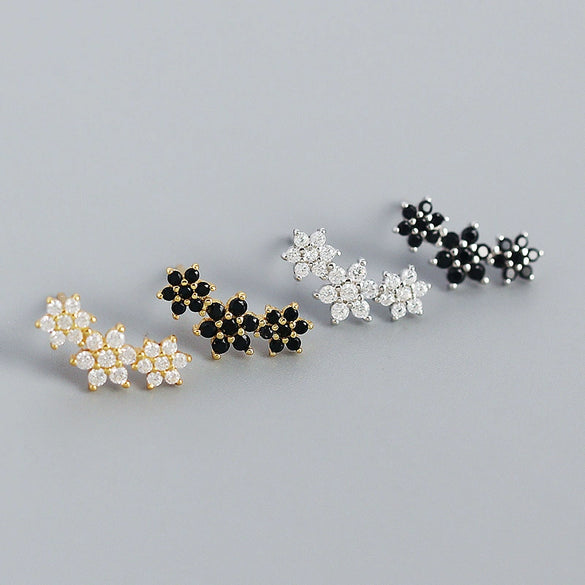 Wholesale Light Luxury S925 Silver Geometric Flower Earrings For Women With Electroplating