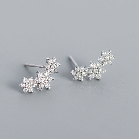 Wholesale Light Luxury S925 Silver Geometric Flower Earrings For Women With Electroplating