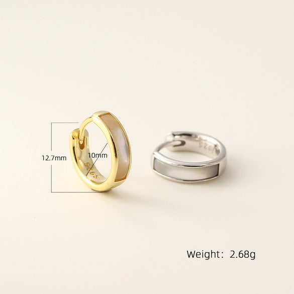 Wholesale Light Luxury S925 Silver Geometric Fritillaria Earrings For Women Electroplated