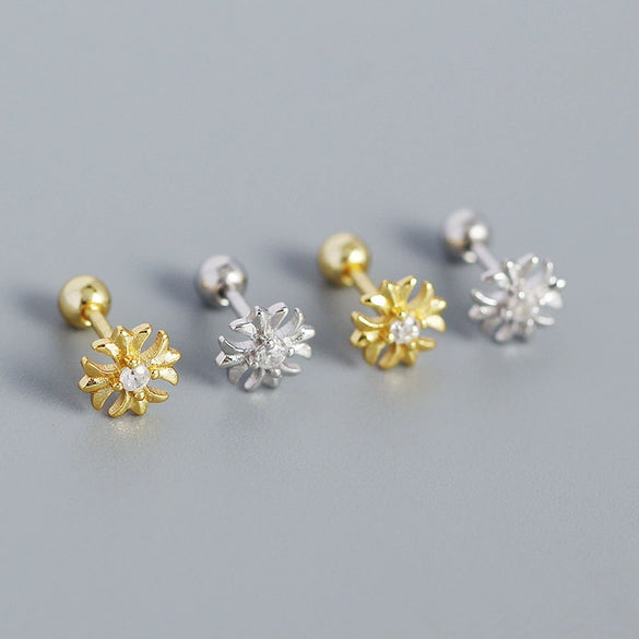 Wholesale Light Luxury S925 Silver Ins Geometric Cross Screw Stud Earrings For Women With Electroplating Treatment