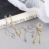 Wholesale Light Luxury S925 Sterling Silver Cross Diamond Tassel Ear Buckle Earrings With Electroplating