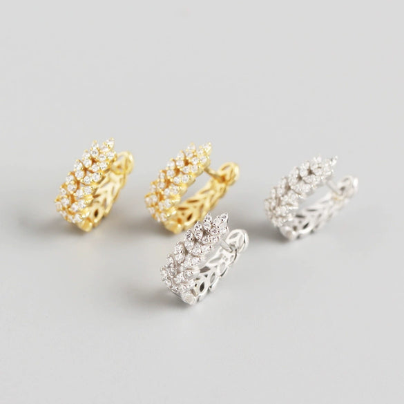 Wholesale Light Luxury S925 Sterling Silver Leaf Earrings With Electroplating