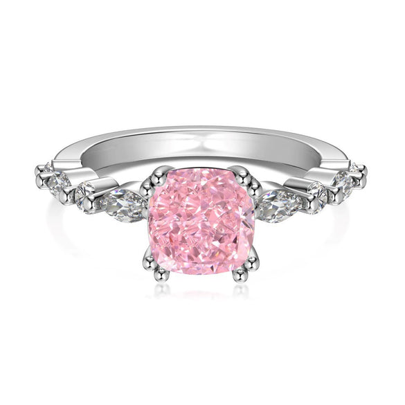 Wholesale Light Luxury S925 Sterling Silver Ring With Geometric Pattern And 8A Ice Flower Cut Powder Diamond Zircon For Women
