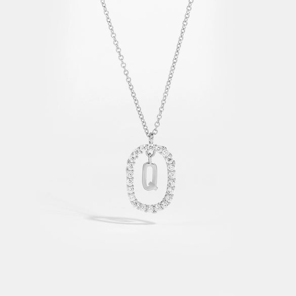 Wholesale Light Luxury 925 Silver Letter Pendant Necklace With Platinum Plated Zirconium Collarbone Chain For Women