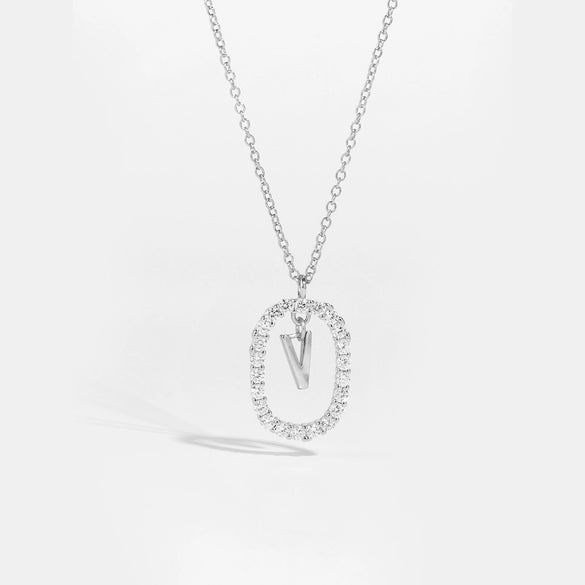 Wholesale Light Luxury 925 Silver Letter Pendant Necklace With Platinum Plated Zirconium Collarbone Chain For Women