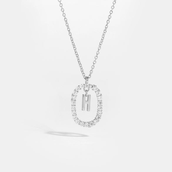 Wholesale Light Luxury 925 Silver Letter Pendant Necklace With Platinum Plated Zirconium Collarbone Chain For Women