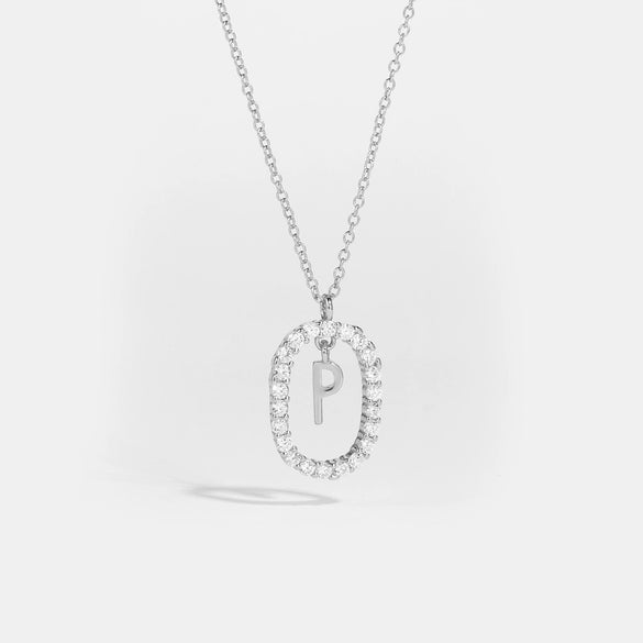 Wholesale Light Luxury 925 Silver Letter Pendant Necklace With Platinum Plated Zirconium Collarbone Chain For Women