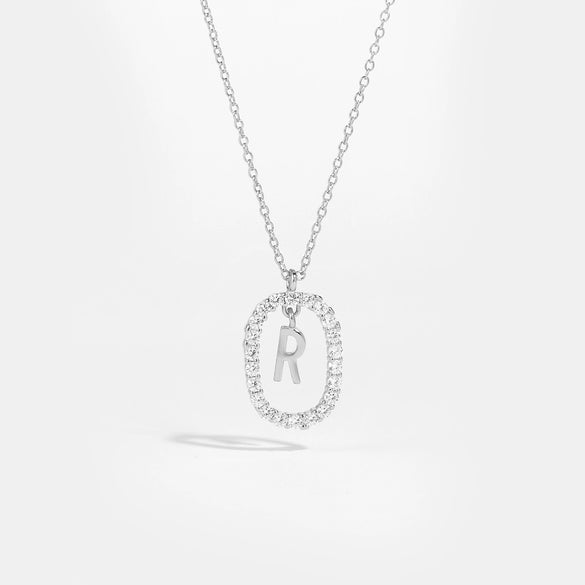 Wholesale Light Luxury 925 Silver Letter Pendant Necklace With Platinum Plated Zirconium Collarbone Chain For Women