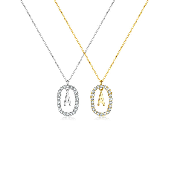 Wholesale Light Luxury 925 Silver Letter Pendant Necklace With Platinum Plated Zirconium Collarbone Chain For Women