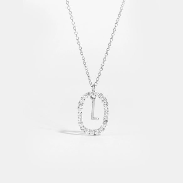Wholesale Light Luxury 925 Silver Letter Pendant Necklace With Platinum Plated Zirconium Collarbone Chain For Women