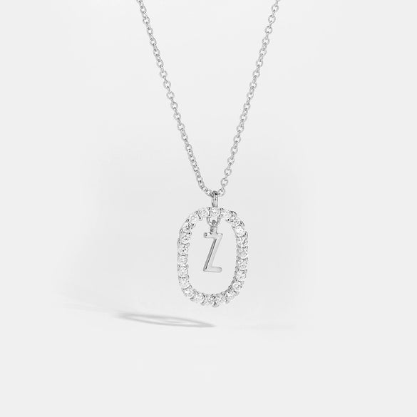 Wholesale Light Luxury 925 Silver Letter Pendant Necklace With Platinum Plated Zirconium Collarbone Chain For Women