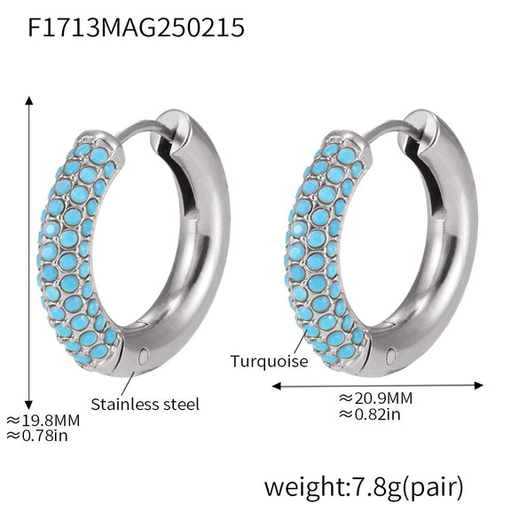 Wholesale Light Luxury Simple Circle Geometry Titanium Steel Stainless Steel Earrings With Electroplating Treatment And 5A Zircon