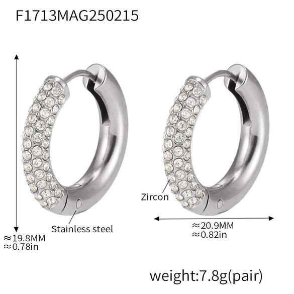 Wholesale Light Luxury Simple Circle Geometry Titanium Steel Stainless Steel Earrings With Electroplating Treatment And 5A Zircon