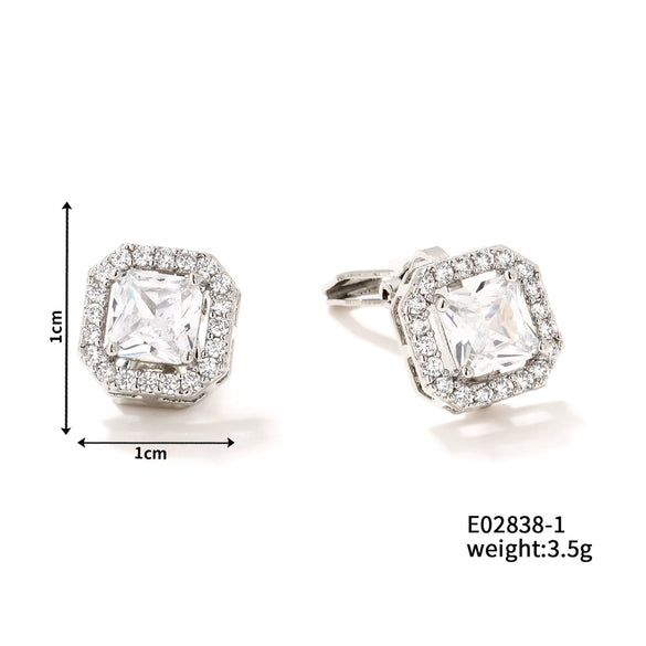 Wholesale Light Luxury Simple Copper Inlaid Zircon Geometric Ear Clip Earrings For Women