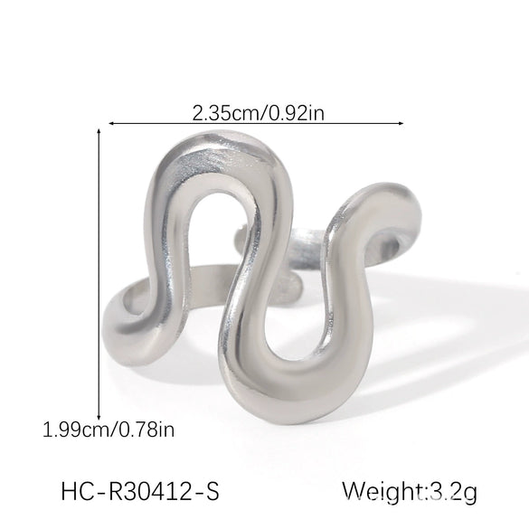 Wholesale Light Luxury Simple Non Fading Open Titanium Steel Ring With Love Flowers And Leaves Design Electroplated