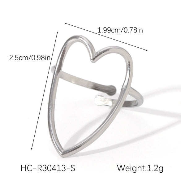 Wholesale Light Luxury Simple Non Fading Open Titanium Steel Ring With Love Flowers And Leaves Design Electroplated