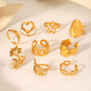 Wholesale Light Luxury Simple Non Fading Open Titanium Steel Ring With Love Flowers And Leaves Design Electroplated