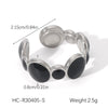 Wholesale Light Luxury Simple Non Fading Open Titanium Steel Ring With Love Flowers And Leaves Design Electroplated
