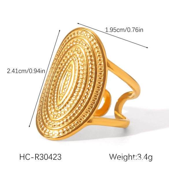 Wholesale Light Luxury Simple Non Fading Open Titanium Steel Ring With Love Flowers And Leaves Design Electroplated