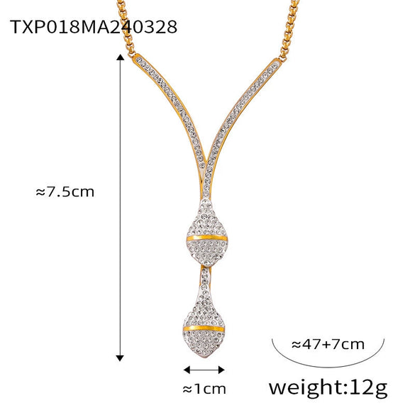 Wholesale Light Luxury Snake Head Pendant Opening Elastic Bracelet With Gold Plated Titanium Steel Snake Bone Chain Set