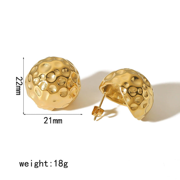 Wholesale Light Luxury Sports Style Geometric Stainless Steel Electroplated Spherical Earrings For Women