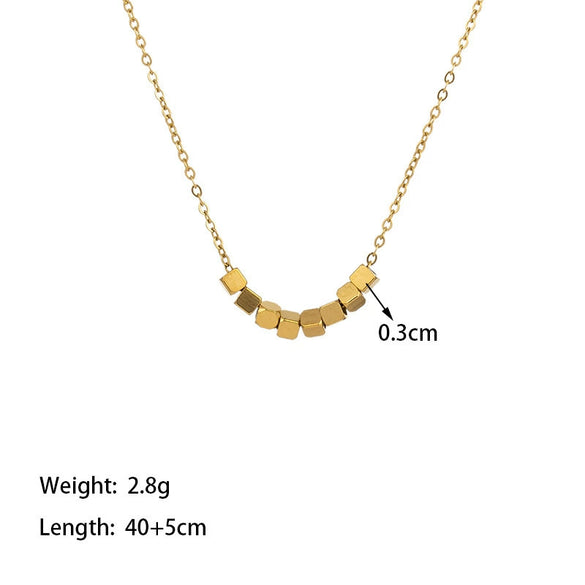 Wholesale Light Luxury Square Pattern Titanium Steel Electroplated Oshaped Clavicle Necklace For Women