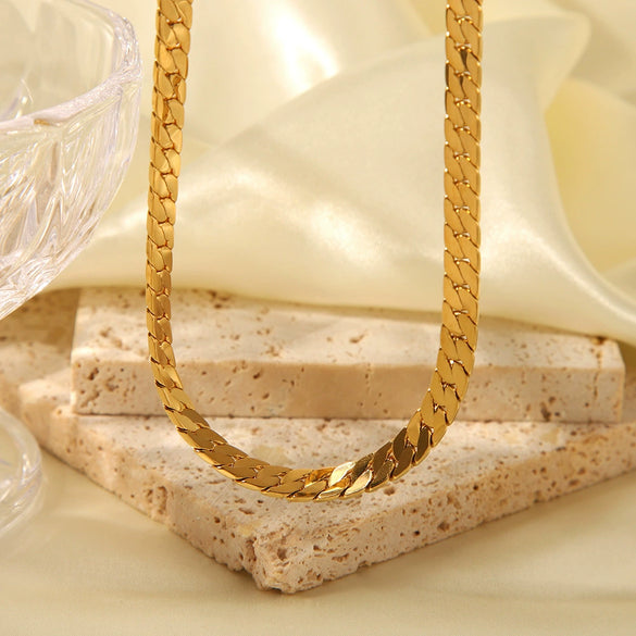 Wholesale Light Luxury Square Rectangular Stainless Steel Necklace And Bracelet With Cuban Chain Pvd Furnace Real Gold Electroplating For Unisex