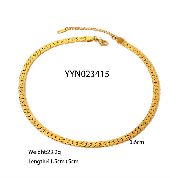 Wholesale Light Luxury Square Rectangular Stainless Steel Necklace And Bracelet With Cuban Chain Pvd Furnace Real Gold Electroplating For Unisex