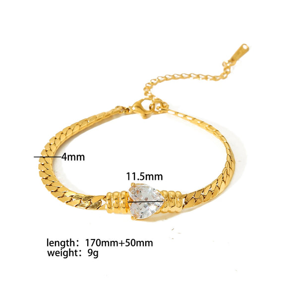 Wholesale Light Luxury Stainless Steel And Titanium Steel Love Heart Water Drop Bell Pattern Necklace And Bracelet Set With Electroplating