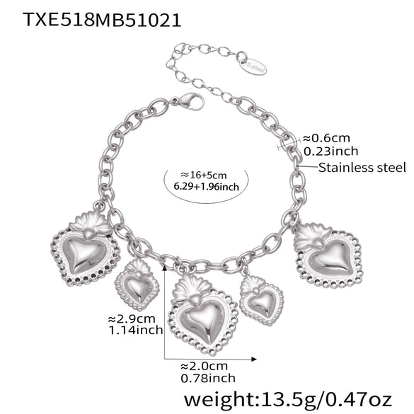 Wholesale Light Luxury Stainless Steel Crown Heart 18K Gold Plated Jewelry Set For Women Including Necklace Bracelet And Earrings